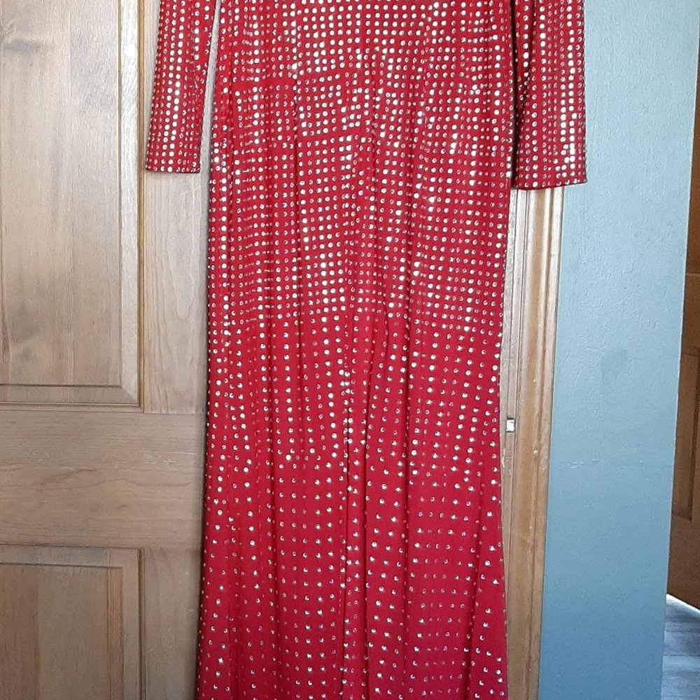 Full length solid Red with Rhinestones Gown - Picture 16 of 16